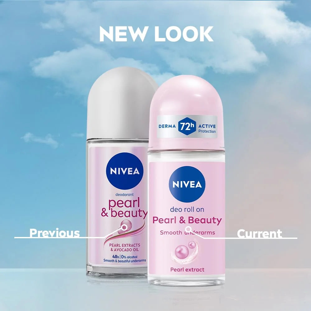 NIVEA Women Roll-On Pearl & Beauty & Whitening Smooth Skin Deodorant 50ml Each