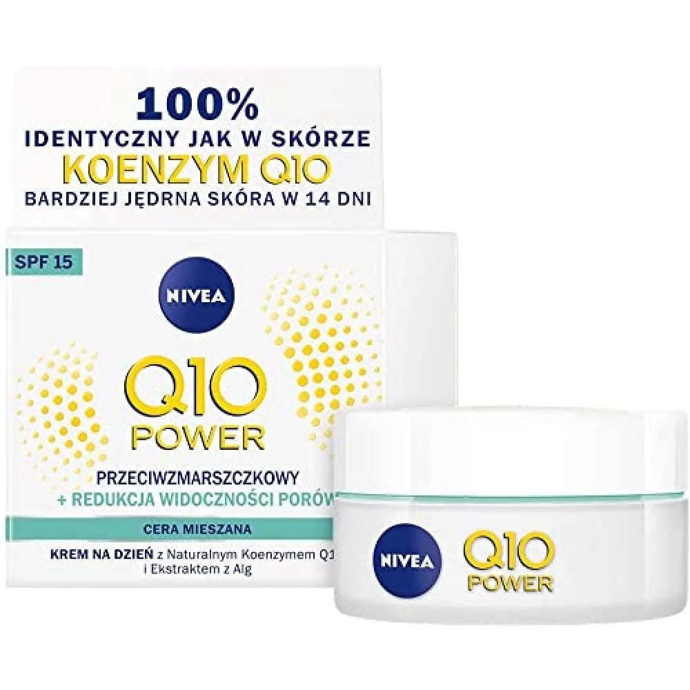 NIVEA Q10 POWER Anti-Wrinkle & Firming Day Cream 50 ml – Advanced Skin-Energising Moisturiser with Pure Q10 and Creatine for Combination to Oily Skin – Lightweight Hydration