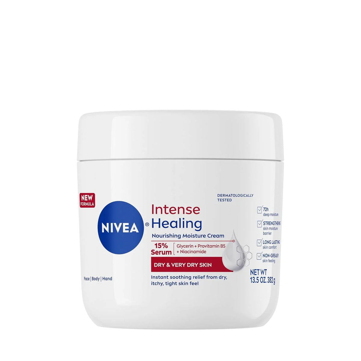 NIVEA Intense Healing Body Cream for Dry Skin with Glycerin, 13.5 Oz, 13.5 Ounce (Pack of 12)