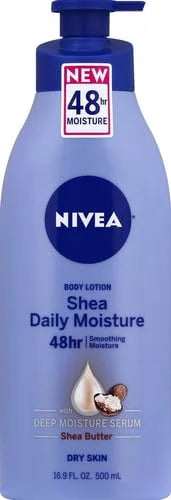 NIVEA Shea Nourish Body Lotion for Dry Skin with Hyaluronic Acid, Shea Butter and Deep Nourishing Serum, 48-Hour Body Moisturizer, 16.9 Fl Oz Pump Bottle (Pack of 2)