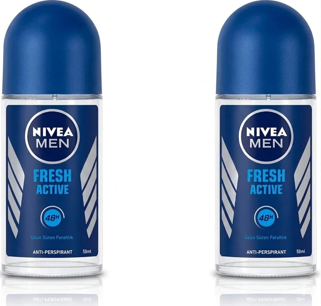 NIVEA Fresh Active Roll-On Cosmetic Deodorant, Alcohol-Free Formula, 1.7 fl oz (50 mL) Pack of 6