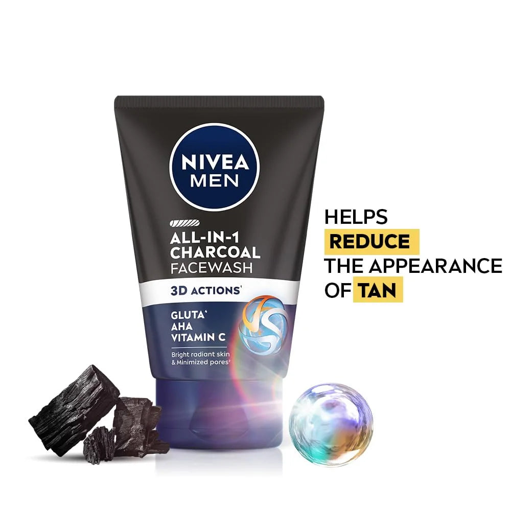 Nivea Men All-In-1 Face Wash, 100 ml (3.38 fl oz), Daily Facial Cleanser by Nivea