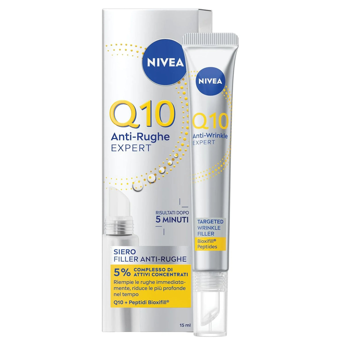 NIVEA Q10 Anti-Wrinkle Expert Facial Serum 15 ml – Deep Moisture & Firmness Formula with Coenzyme Q10, Hyaluronic Acid & Peptides – Lightweight Daily Serum for Smoother, Youthful-Looking Skin