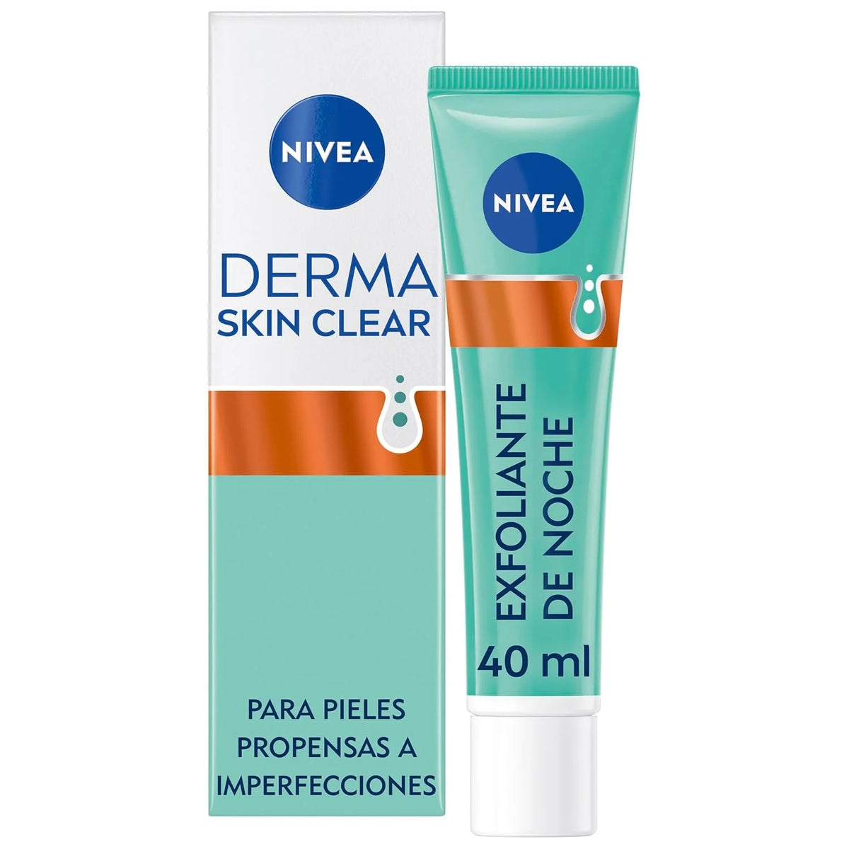 NIVEA Derma Skin Clear Night Exfoliator Facial Treatment with Glycolic Acid, Salicylic Acid and Niacinamide, Leave-On Face Care Formula for Evening Skincare, Dermatologically Tested, 1.35 fl oz
