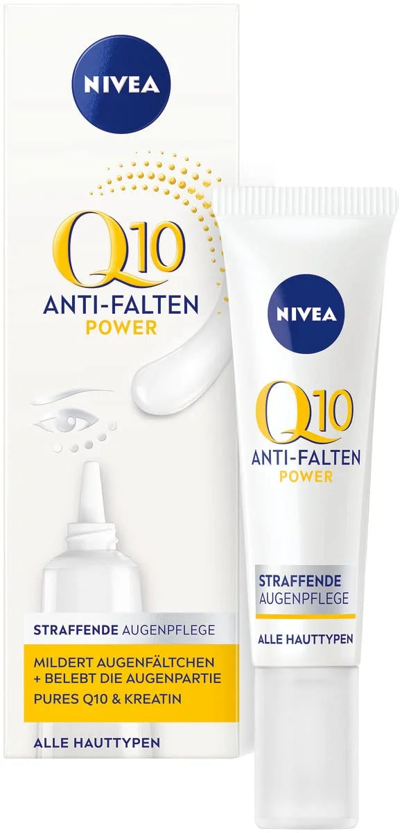 NIVEA Q10 Power Eye Cream for Sensitive Eye Area, Enriched with Coenzyme Q10 and Creatine, Lightweight Daily Cosmetic Cream for Eye Care, 15 ml (0.5 fl oz), Suitable for All Skin Types