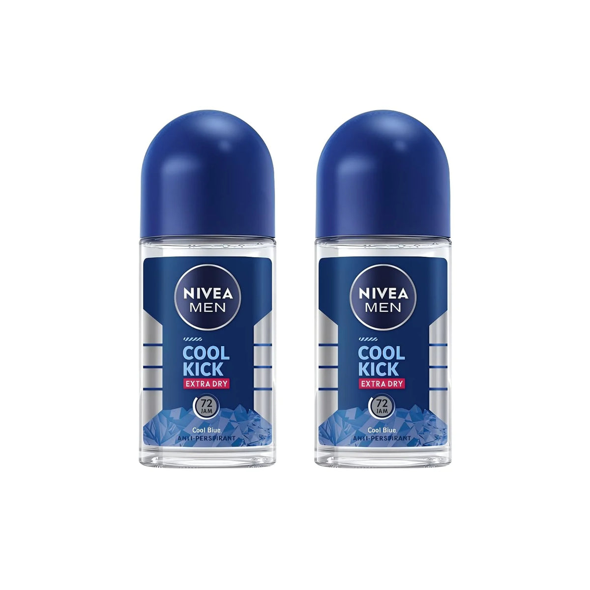 NIVEA Men Cool Kick Roll-On Deodorant 50ml – Refreshing Cool Formula with Masculine Scent, Skin Comfort, Quick Dry, Long-Lasting Freshness, 2 Pack