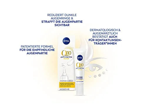 NIVEA Q10 Power Eye Cream for Sensitive Eye Area, Enriched with Coenzyme Q10 and Creatine, Lightweight Daily Cosmetic Cream for Eye Care, 15 ml (0.5 fl oz), Suitable for All Skin Types