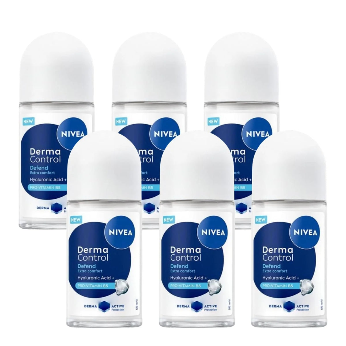 Nivea Derma Control Defend Roll-On Deodorant - 1.69 fl oz - Pack of 6