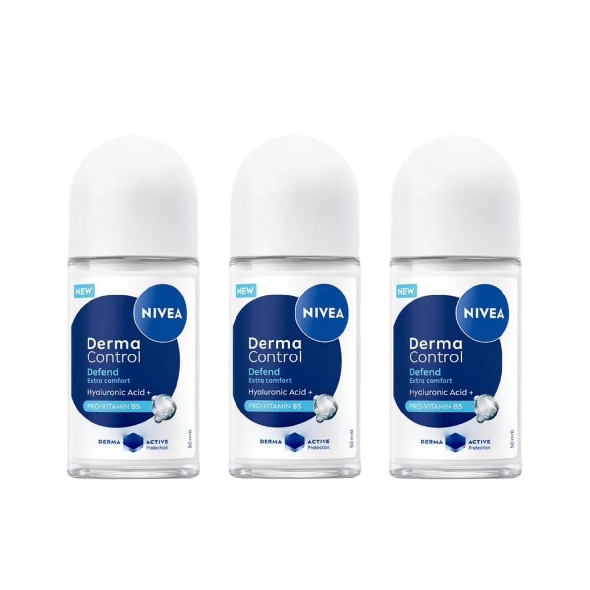 Nivea Derma Control Defend Roll-On Deodorant - 1.69 fl oz - Pack of 3