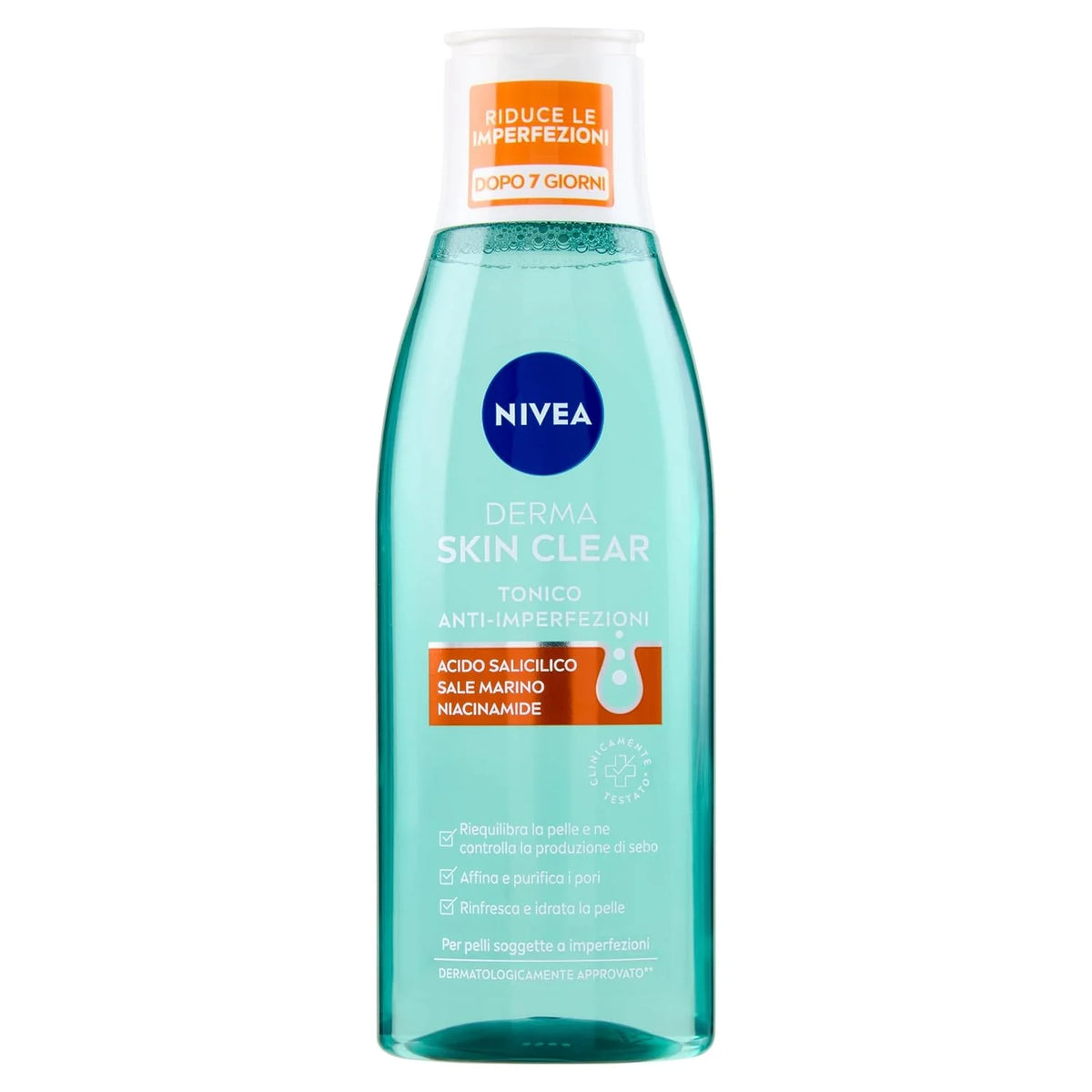 NIVEA Derma Skin Clear Clarifying Facial Toner, 200 ml Lightweight Daily Toner with Niacinamide and Salicylic Acid, Refreshes, Balances, and Prepares Skin Without Residue