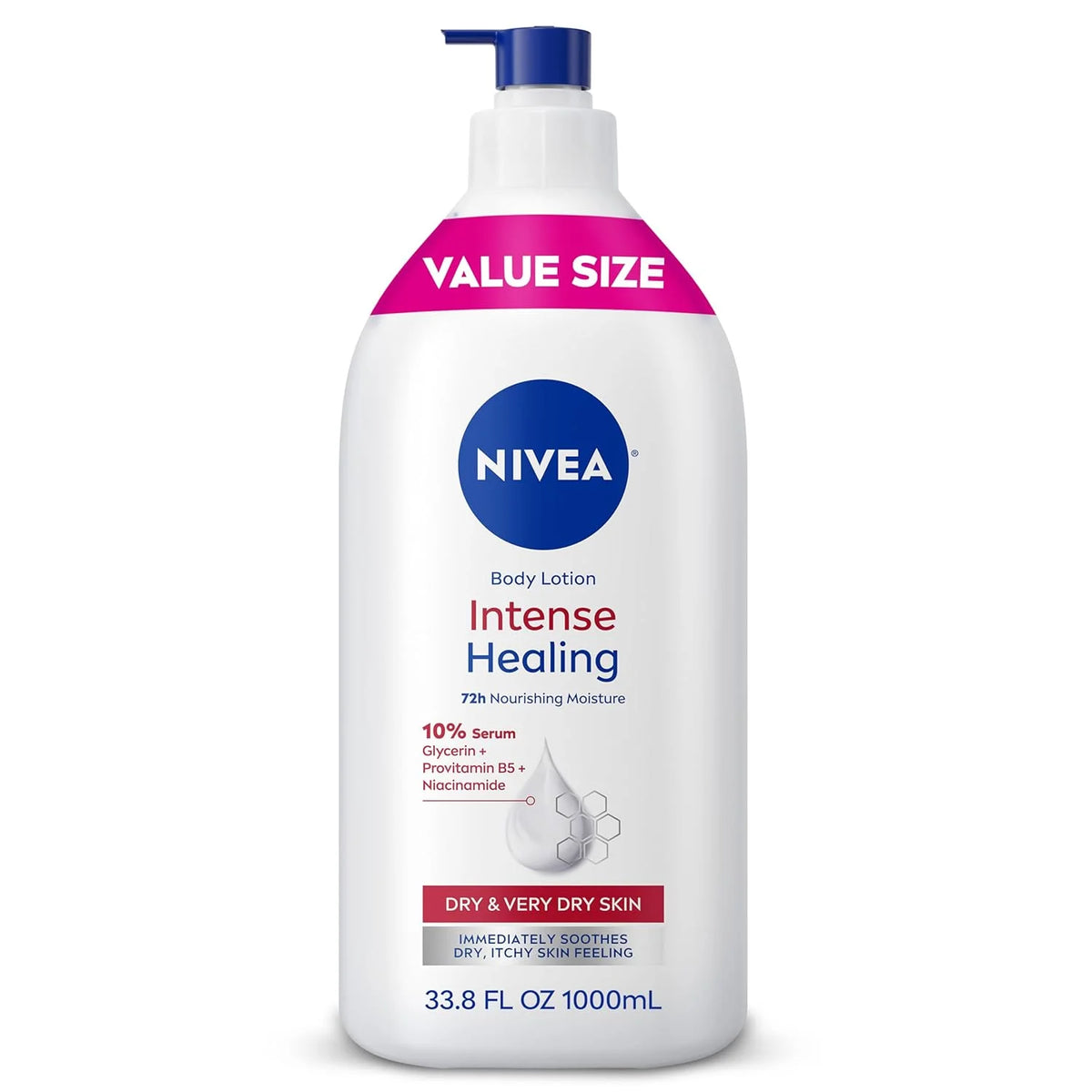 NIVEA Intense Healing Body Cream for Dry, Itchy Skin, 10% Serum, 33.8 Fl Oz