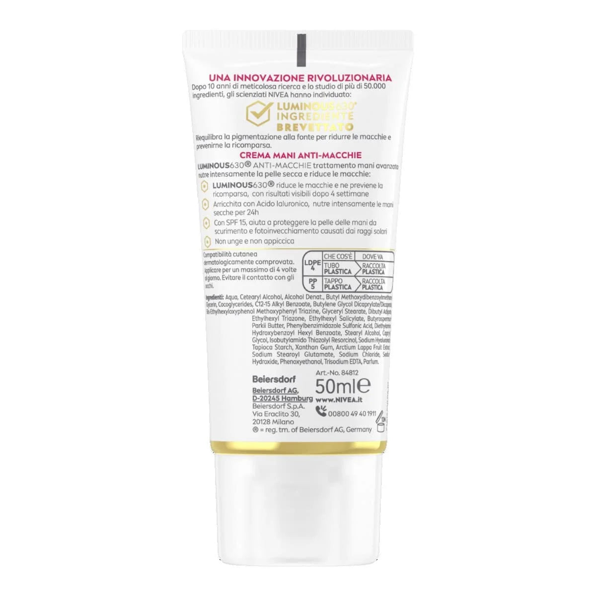 NIVEA Luminous630 Hand Cream for Daily Use, Lightweight Nourishing Hand Care Cream in 50 ml Tube, Skin Comfort Formula for Everyday Protection and Softness, Suitable for All Skin Types