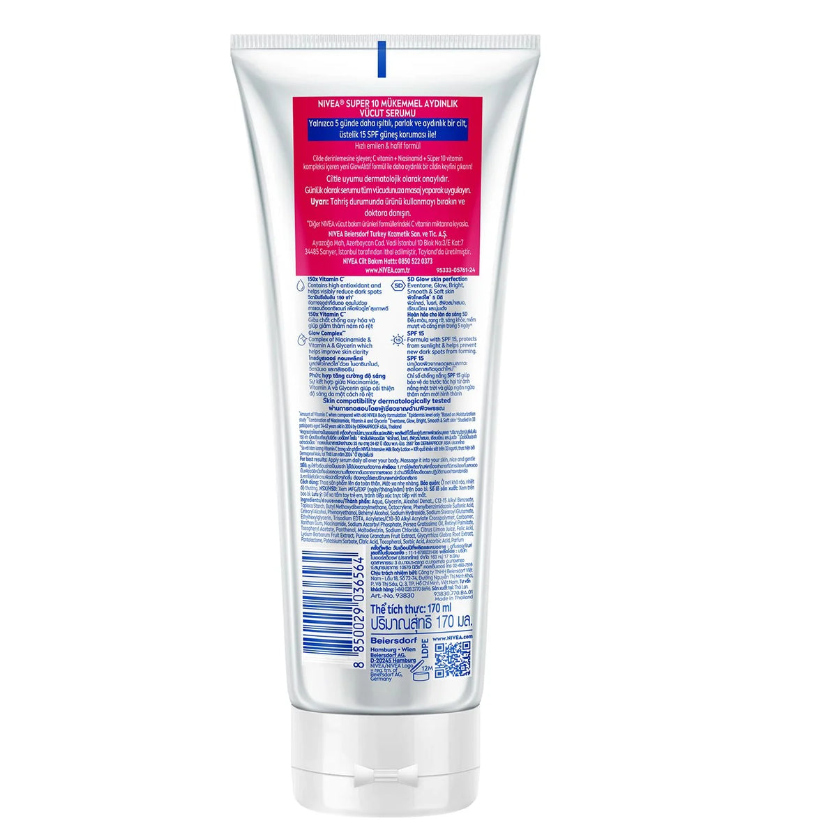 NIVEA Extra Bright Body Serum Lotion, 10 Super Vitamins and Skin Foods, 5.74 fl oz