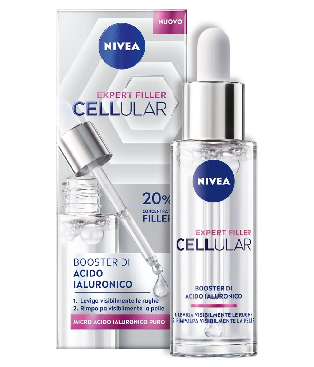 NIVEA Cellular Expert Filler Hyaluronic Replumping Serum – Lightweight Hydrating Facial Serum with Pure Micro-Hyaluronic Acid & Glycerin for Smooth, Radiant, Healthy-Looking Skin, 30 ml