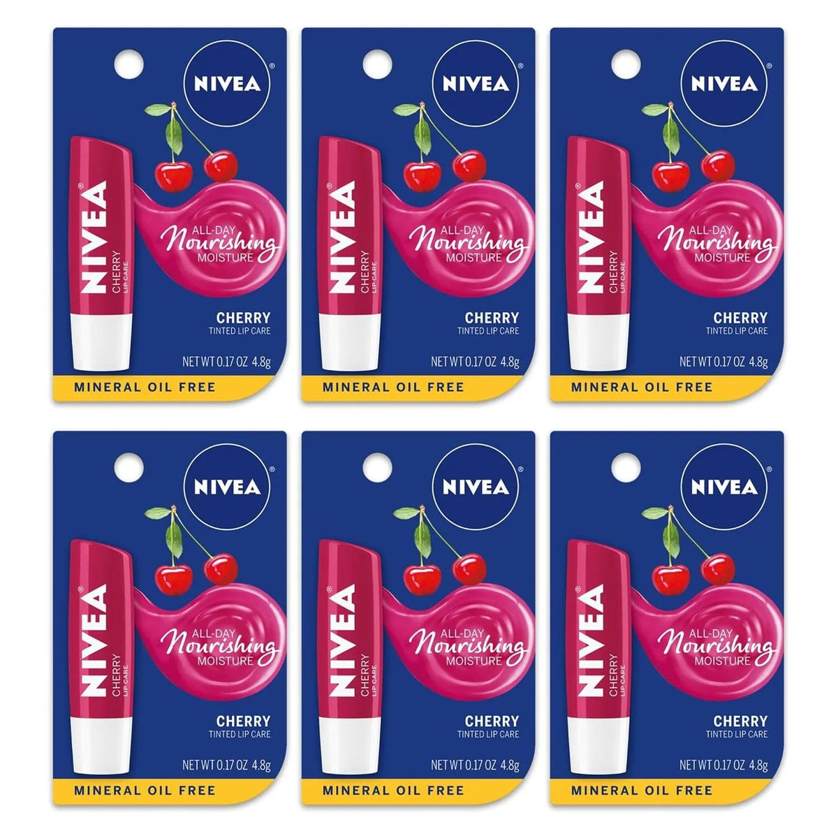 Nivea A Kiss of Cherry Lipcare .17 OZ (Pack of 6)