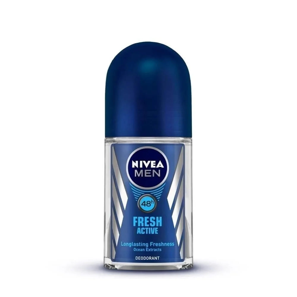 NIVEA Fresh Active Roll-On Cosmetic Deodorant, Alcohol-Free Formula, 1.7 fl oz (50 mL) Pack of 6