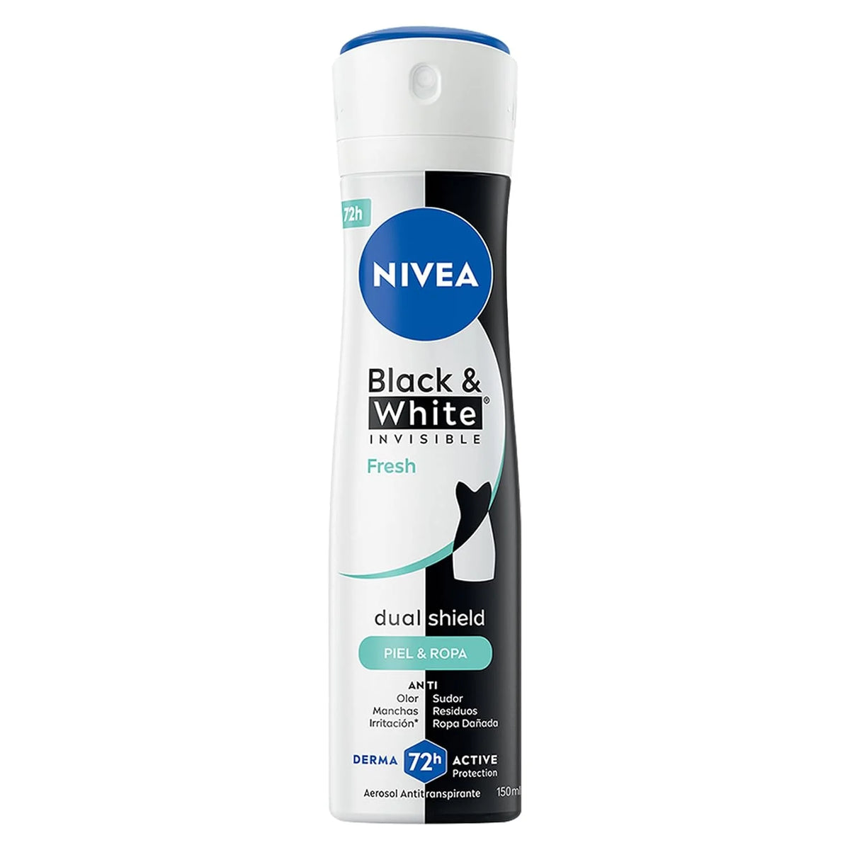 NIVEA Black & White Fresh Invisible Antiperspirant Spray for Women, 48H Odor & Sweat Protection, Anti-White Marks & Yellow Stains, Fresh Scent, 150 ml (5.07 oz)