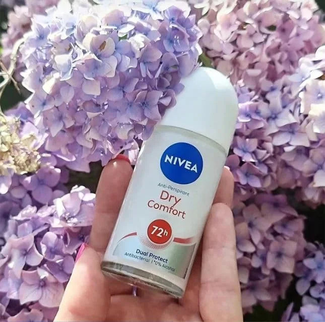 Nivea Dry Comfort Roll-On Deodorant 25ml | 72H Sweat & Odor Protection | Quick Dry Formula with Mineral Extracts | Long-Lasting Freshness & Gentle Skin Care | Compact Travel Size | 2 Pack